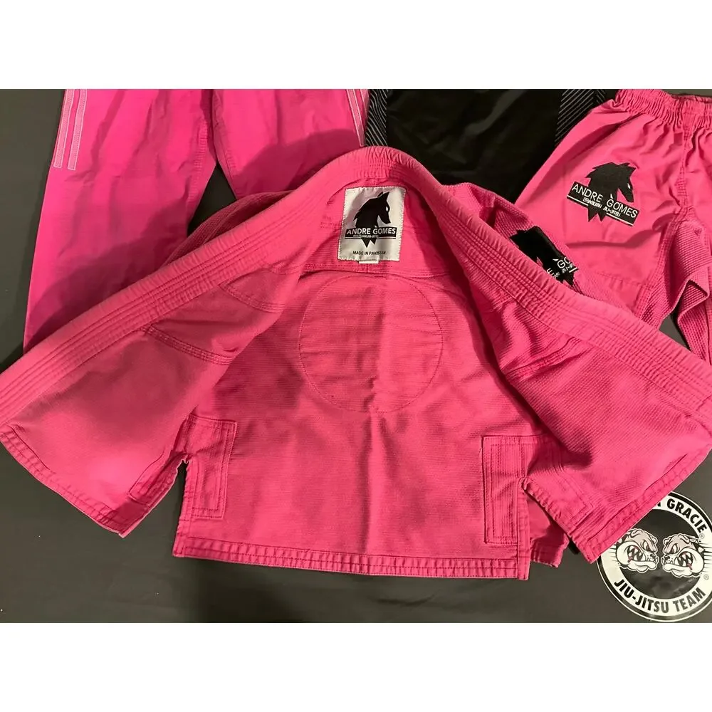 Andre Gomes Jiu-Jitsu Pink Kimono 2 Pants 1 Undershirt 1 Sticker SZ M-1, Y3, M